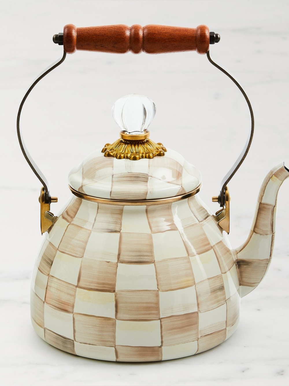 MacKenzie-Childs Mocha Check 2-Qt. Tea Kettle